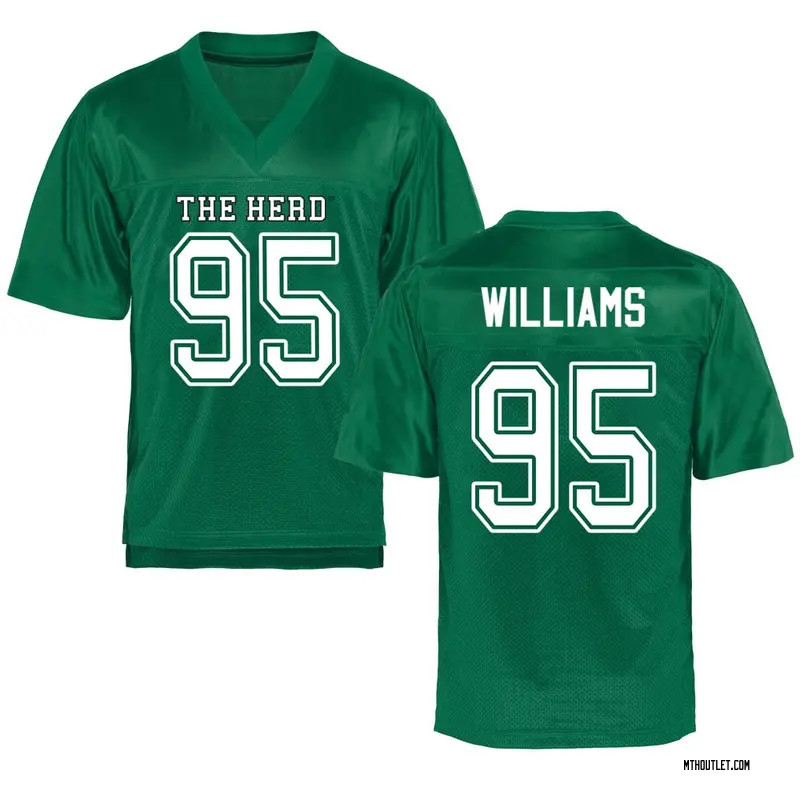 Youth Game Jordan Williams Marshall Thundering Herd Kelly Football College Jersey - Green